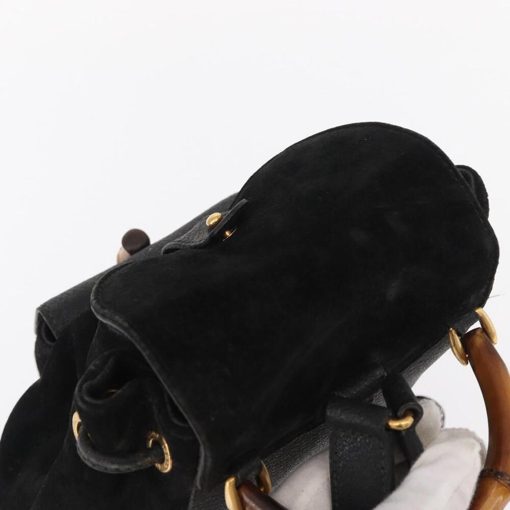 GUCCI Bamboo Backpack Leather Black Gold 003 2058 0030 Auth 156278 - Picture 6 of 16
